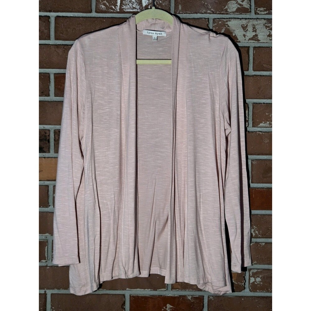 Lynn Ryan Open Front Cardigan Size L Peach Long Sleeves Cover Up‎ Light Weight